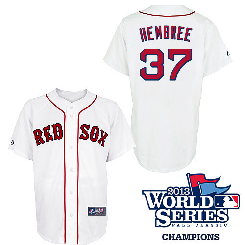 Heath Hembree #37 MLB Jersey-Boston Red Sox Men's Authentic 2013 World Series Champions Home White Baseball Jersey